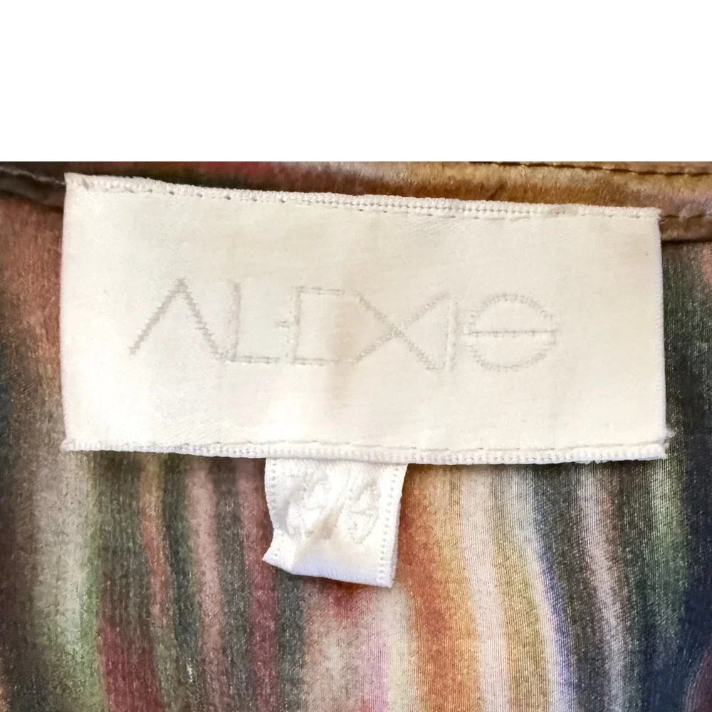 Alexis Rainbow Smudge 100% Silk Kaftan Tunic Top Multicolor Made USA